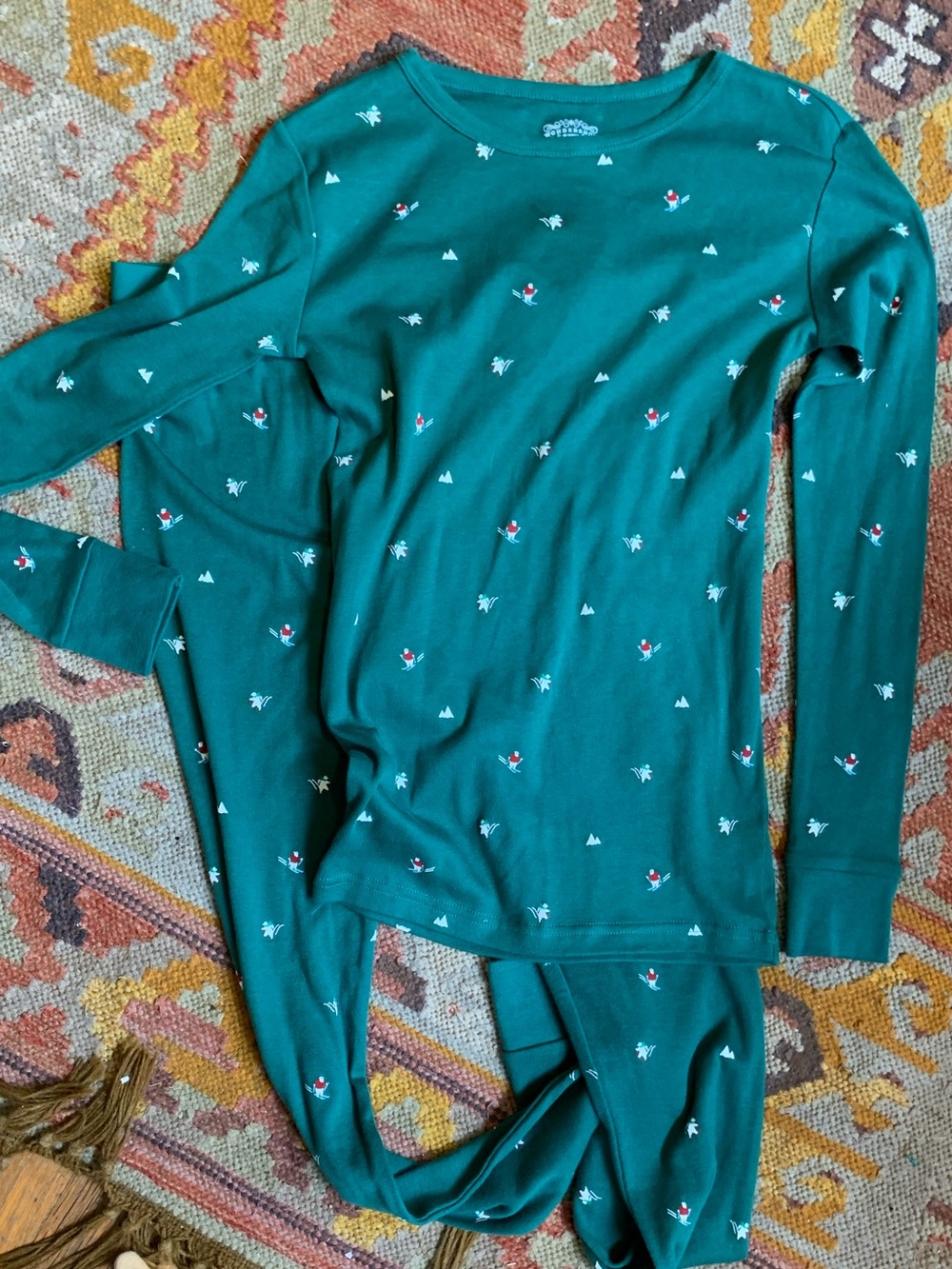 Wondershop Teal Green Long Sleeve Pajama Set with Mini Prints